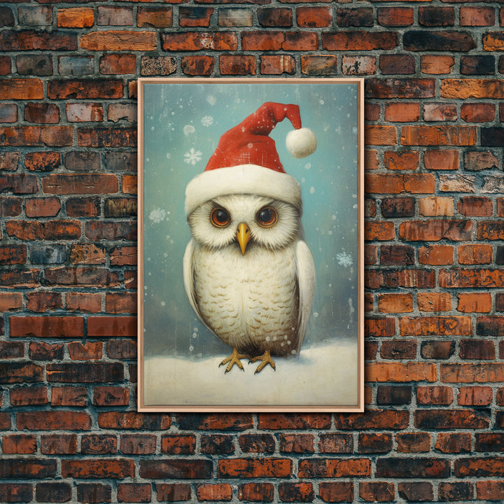 Silly Snow Owl Dressed For Christmas, Christmas Art, Christmas Decor, Christmas Wall Art, Farmhouse Christmas, Vintage Christmas, Owl Print