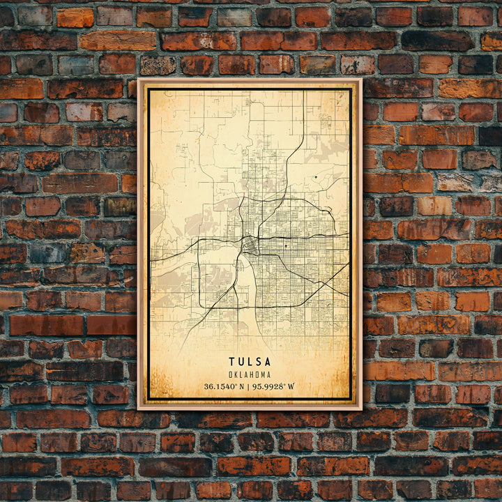 Tulsa Map Art - Oklahoma - Custom Tulsa City Streets Map Print -  University of Tulsa - Home Office Decor Tulsa Map Decor Oklahoma Wall Art