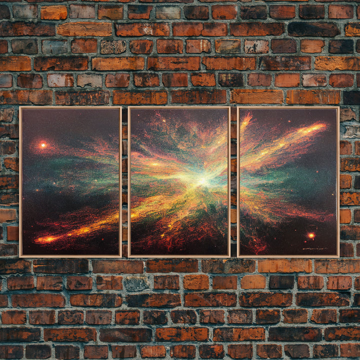 Galaxy Full of Stars, Pixel Space Art, Pixel Art, 3 piece wall art, 3 piece canvas, unique colorful living room wall art