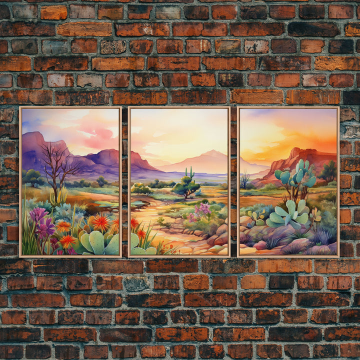 Southwestern Desert Landscape 3 Piece Canvas Prints, Painting, Minimalist Art, Decor, Wall Decor, Wallpaper, Digital Prints, Wall Art