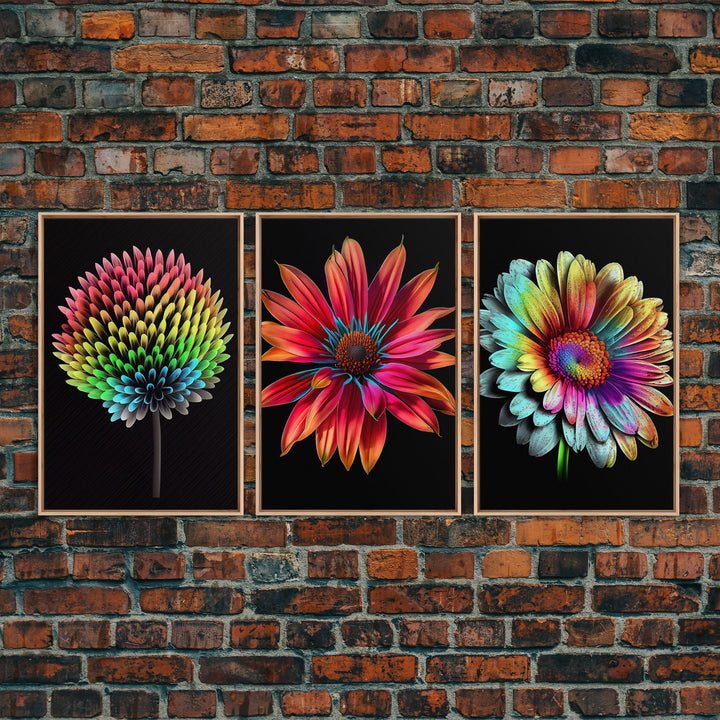 Set of 3 Floral Wall Art | Minimalist floral print | Floral wall art | Canvas signs | Botanical wall art | Flower Art | 3 Piece Wall Art