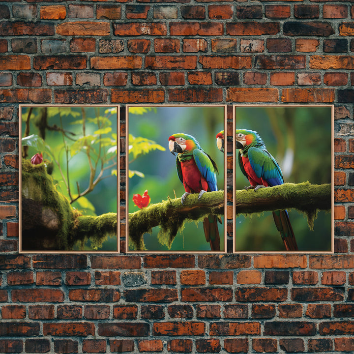 Tropical Wall Art, Bird Art Print, Animal Art, Jungle Print, Canvas Print, Wall Art, 3 Piece Wall Art, Gift For Boss, College Dorm Decor