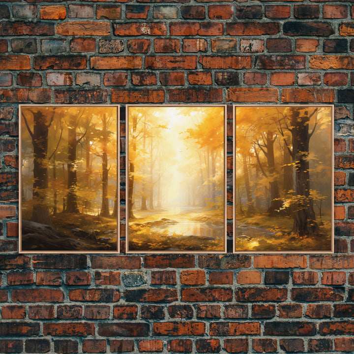 Landscape Wall Art, Fall Wall Art, Forest Print, Trees Art, Canvas Print, Wall Art, 3 Piece Wall Art, Office Wall Decor, Kitchen Wall Art