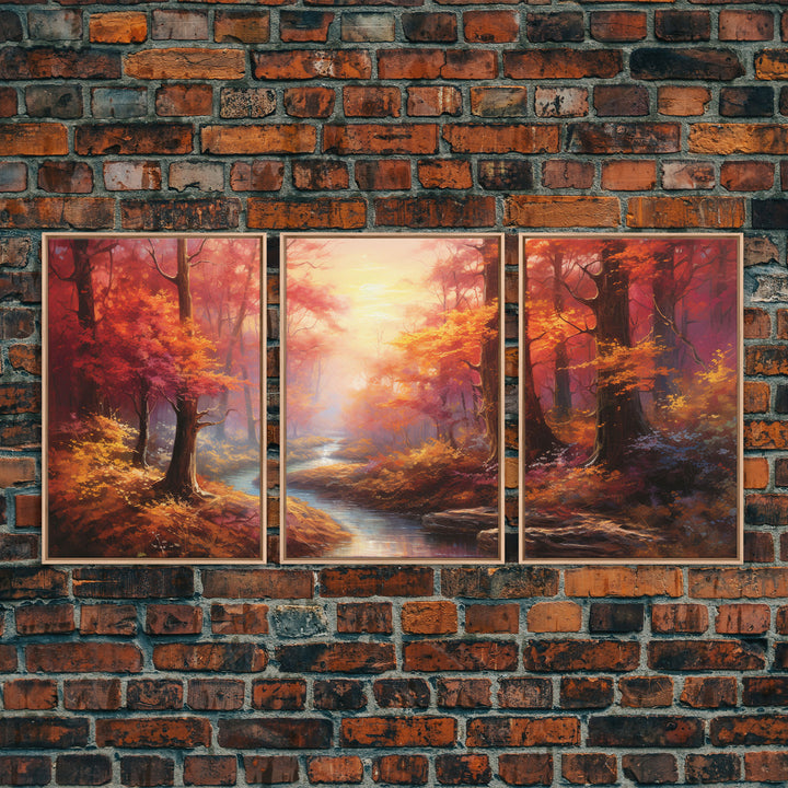 Lake Art, Fall Wall Art, Forest Print, Autumn Art, Canvas Print, Set Of 3 Prints, Wall Art, 3 Piece Wall Art, Ranch Decor, Office Prints