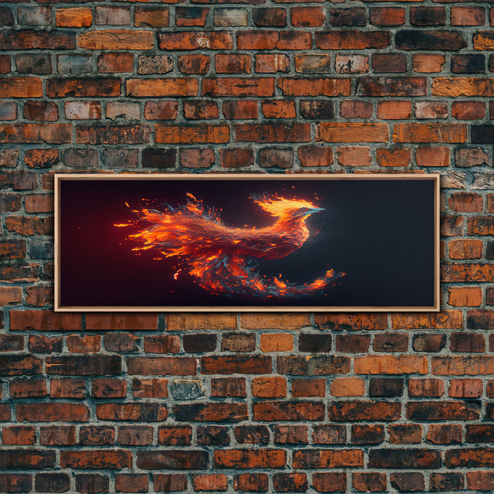 Panoramic Canvas Print Of "The Phoenix" - Rebirth Art - Framed Canvas Art - Framed Wall Art - Incredibly Beautiful Phoenix Decor