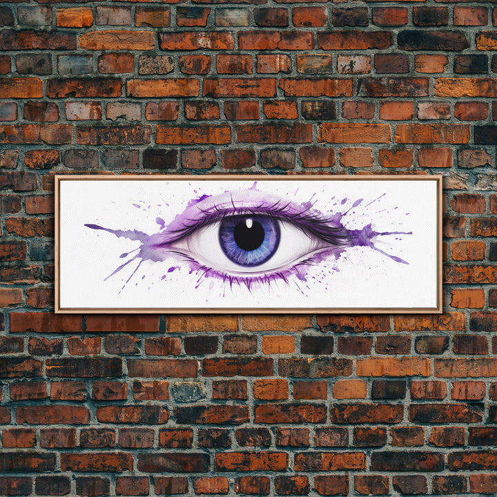 Violet Eye Wall Art Print, Eye Art, Watercolor Canvas Print, Large Canvas Print, Bedroom Art Print, Panoramic, Wall Art, Canvas Print