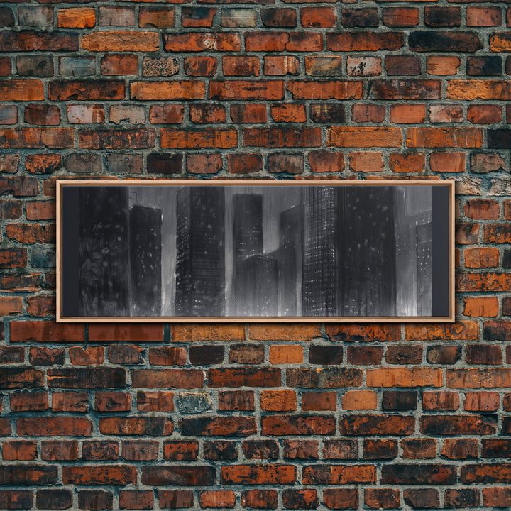 Abstract Buildings Canvas Print, Urban Art, City Art, Cityscape, Skyline, Monochromatic, Wall Decor, Panoramic, Wall Art, Canvas Print