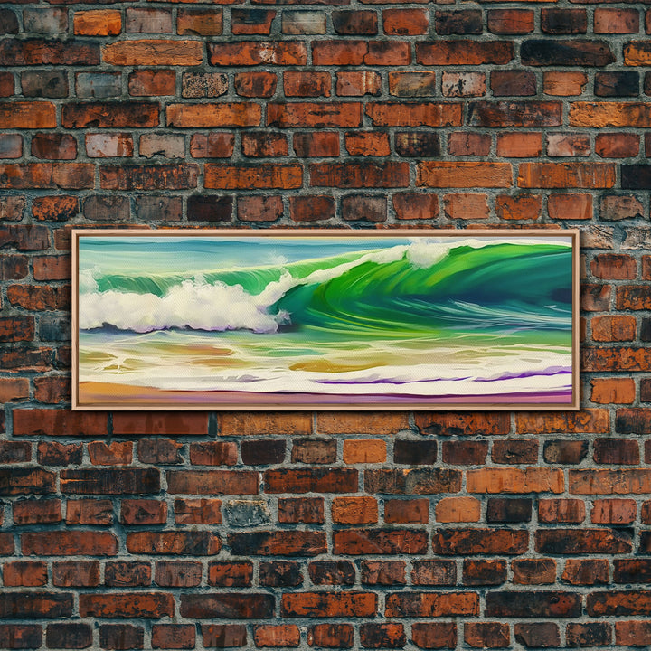 Green Ocean Wall Art Canvas Print, Seascape, Ocean Wall Art Framed, Ocean Waves Wall Art, Wall Decor, Panoramic, Wall Art, Canvas Print