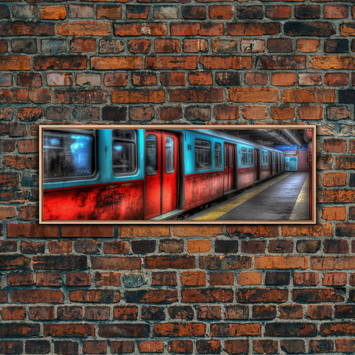 Subway Station Wall Art Print, Subway Train, Urban Wall Art, Wall Decor, Urban Art, Framed Canvas Print, Panoramic, Wall Art, Canvas Print