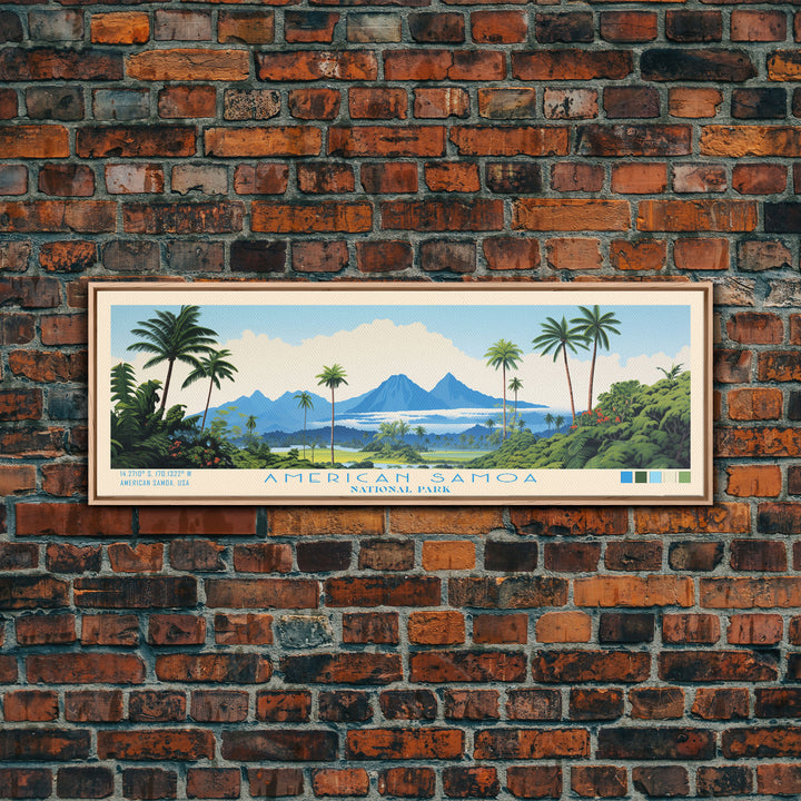 American Samoa National Park, Panoramic Samoa Travel Art, National Park Print, Minimalist Travel Art, Midcentury Modern Style Landscape