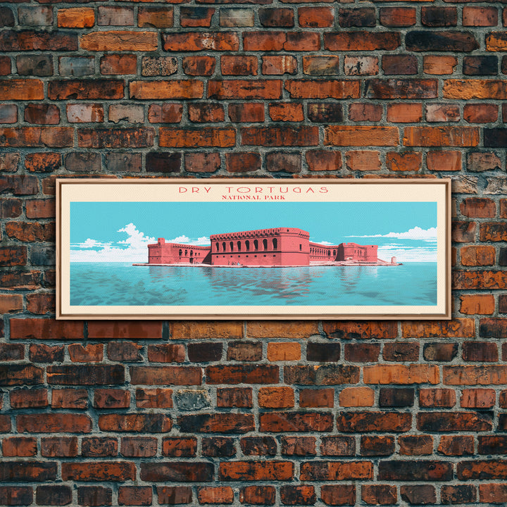 Dry Tortugas National Park, Panoramic Florida Travel Art, National Park Print, Minimalist Travel Art, Midcentury Modern Style Landscape