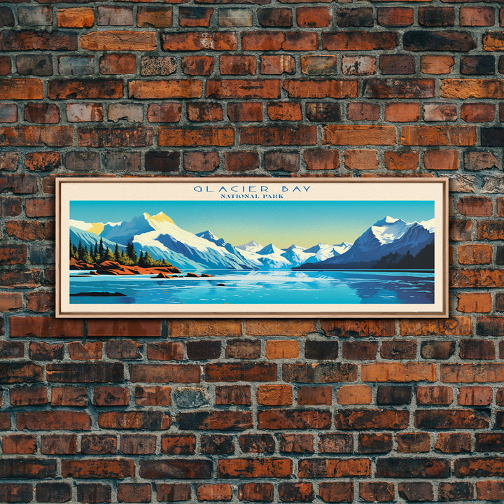 Glacier Bay National Park, Panoramic Alaska Travel Art, National Park Print, Minimalist Travel Art, Midcentury Modern Style Landscape