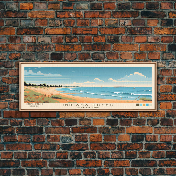 Indiana Dunes National Park, Panoramic Indiana Travel Art, National Park Print, Minimalist Travel Art, Midcentury Modern Style Landscape