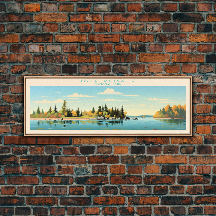 Isle Royale National Park, Panoramic Michigan Travel Art, National Park Print, Minimalist Travel Art, Midcentury Modern Style Landscape