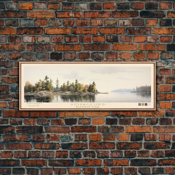 Voyageurs National Park Panoramic Minnesota Travel Art, National Park Print, Minimalist Travel Art, Subdued Watercolor Painting Panoramic