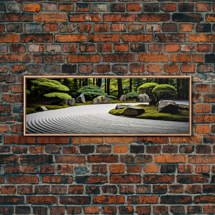 Zen Garden Art, Framed Canvas Print, Meditation Center Wall Decor, Lobby Art, Entryway Decor, Calming Meditation Art