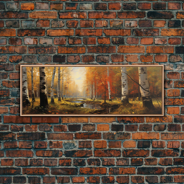 The Birch Trees, Autumn Forest, Autumn Centerpiece, Fall Decor, Fall Centerpiece Wall Art, Center Piece Art, Panoramic Wall Art