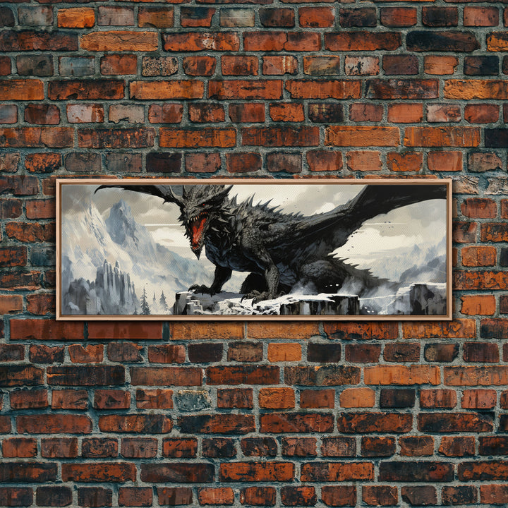 Dragon Painting, Framed Canvas Print, Dragon Art, Fantasy Art, Fantasy Painting, Watercolor Dragon Painting, Art Print