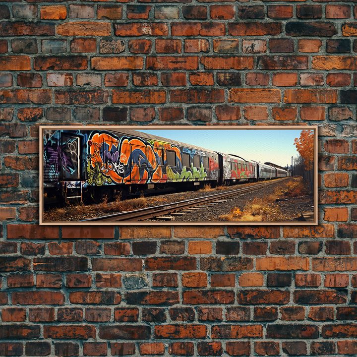 Abandoned Subway Cars, Urban Decay Graffiti Photography, Framed Canvas Print, Industrial Loft Decor, Loft Wall Art, Urban Art