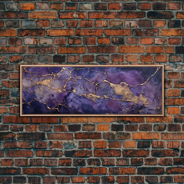 Purple and Gold Marble Canvas Wall Art, Abstract Canvas Art, Panoramic Art, Large Wall Art, Marble Wall Decor, Large Canvas Modern Art