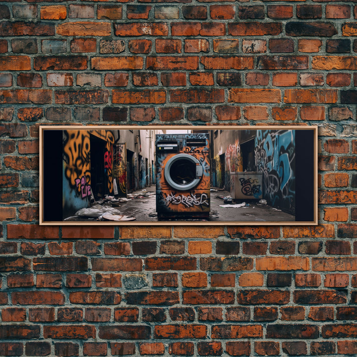 Urban Decay Graffiti Punk Wall Art, Street Art, Framed Canvas Print, Washing Machine, Limited Edition, High Quality Art, Game Room Art