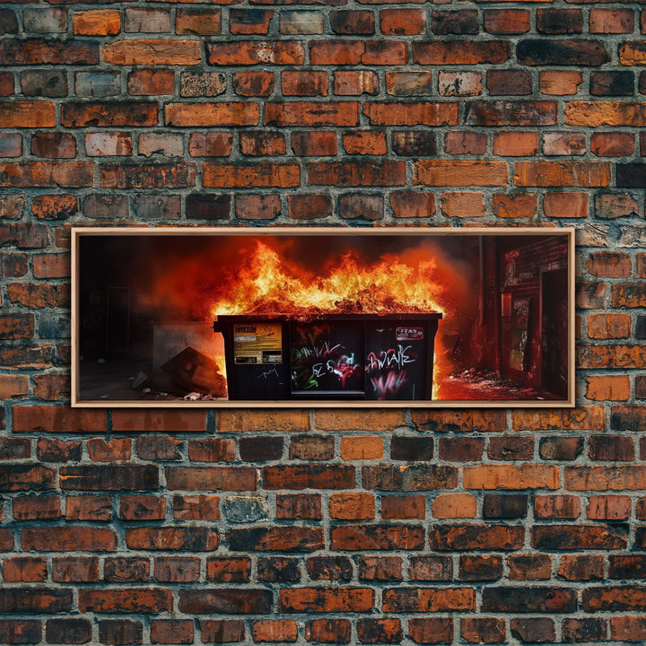 A Dumpster Fire, Panoramic Canvas Print, Wall Art, Living Room Wall Art