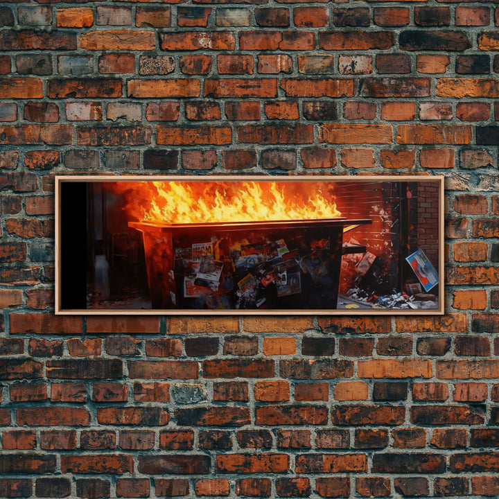 A Dumpster Fire, Canvas Wall Art, Modern Art, Urban Art, Wall Print