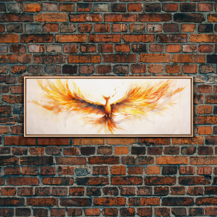 The Phoenix Panoramic Print, Mystical Rebirth, Framed Wall Art, Reincarnation Art