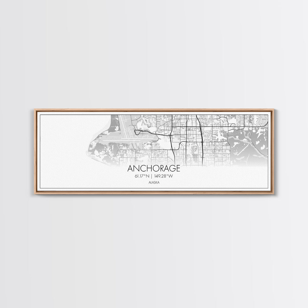 Panoramic Anchorage City Map, Alaska Art, Map Print, Minimalist Wall Art, Canvas Art, Housewarming Gift, Street Map Art, Closing Gift