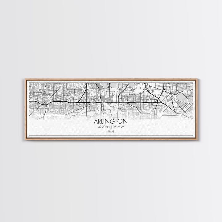 Panoramic Arlington City Map, Texas Art, Map Print, Minimalist Wall Art, Canvas Art, Housewarming Gift, Street Map Art, Closing Gift