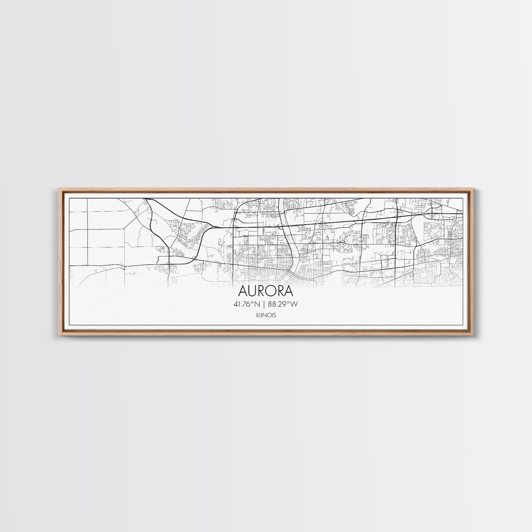 Panoramic Aurora City Map, Illinois Art, Map Print, Minimalist Wall Art, Canvas Art, Housewarming Gift, Street Map Art, Closing Gift