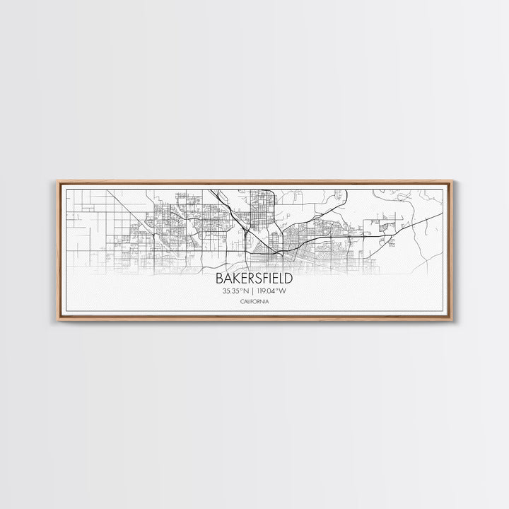 Panoramic Bakersfield City Map, California Art, Map Print, Minimalist Wall Art, Canvas Art, Housewarming Gift, Street Map Art, Closing Gift