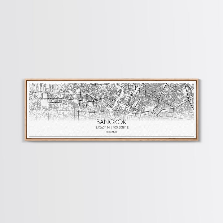 Panoramic Bangkok City Map, Thailand Art, Map Print, Minimalist Wall Art, Canvas Art, Housewarming Gift, Street Map Art, Closing Gift