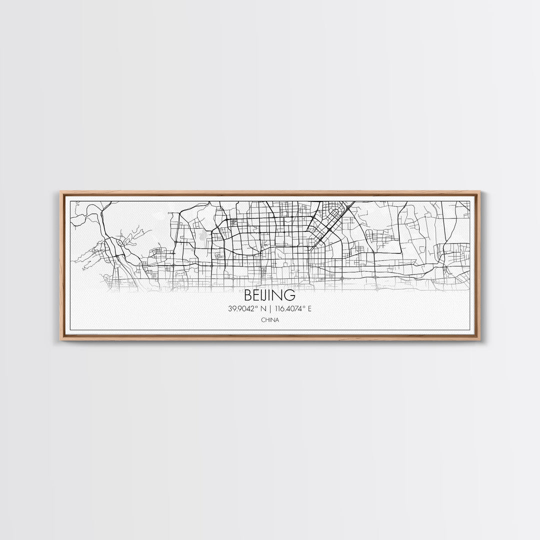 Panoramic Beijing City Map, China Art, Map Print, Minimalist Wall Art, Canvas Art, Housewarming Gift, Street Map Art, Closing Gift