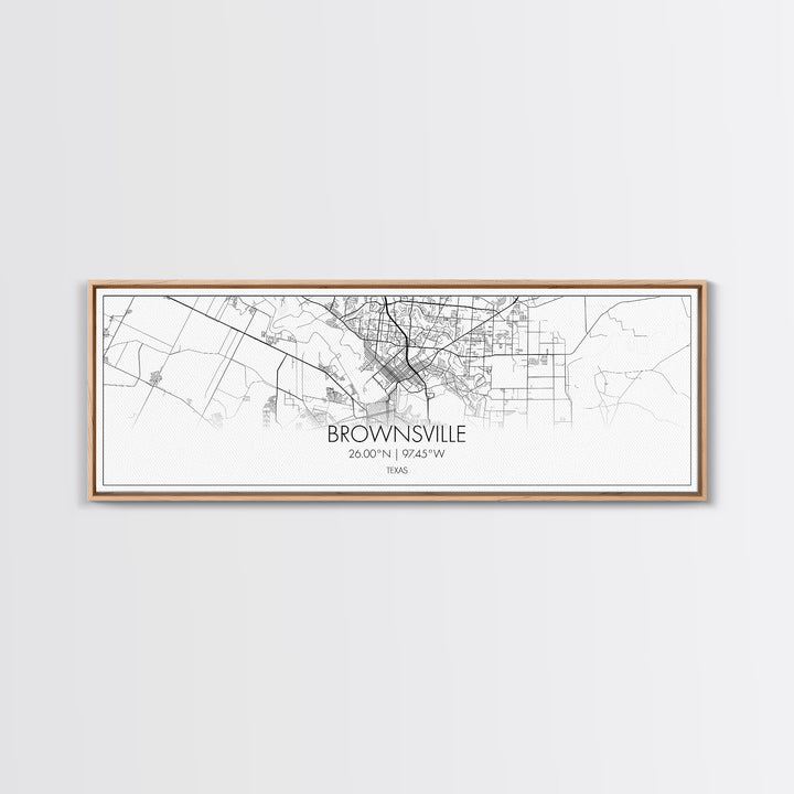 Panoramic Brownsville City Map, Texas Art, Map Print, Minimalist Wall Art, Canvas Art, Housewarming Gift, Street Map Art, Closing Gift