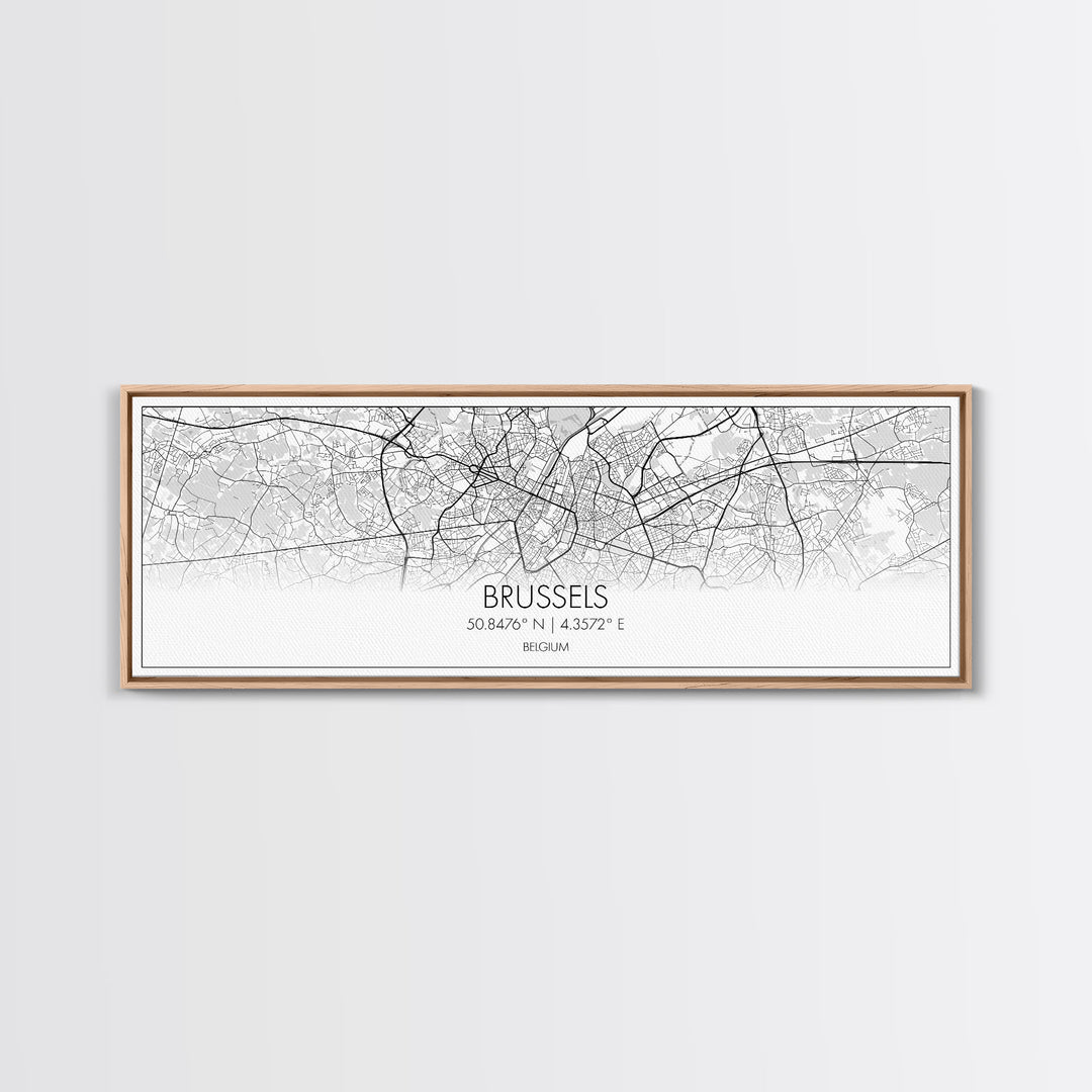 Panoramic Brussels City Map, Belgium Art, Map Print, Minimalist Wall Art, Canvas Art, Housewarming Gift, Street Map Art, Closing Gift