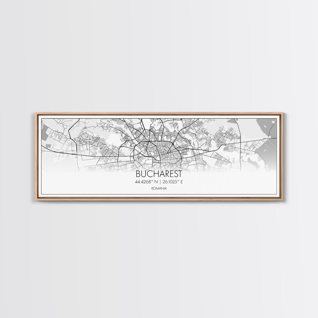 Panoramic Bucharest City Map, Romania Art, Map Print, Minimalist Wall Art, Canvas Art, Housewarming Gift, Street Map Art, Closing Gift