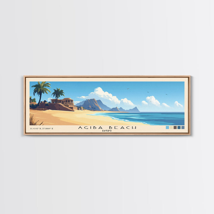 Agiba Beach, Egypt Panoramic Print, Vacation Gift, Egypt Wall Art, Beach Painting, Beach Decor, Beach Or Lakehouse Art