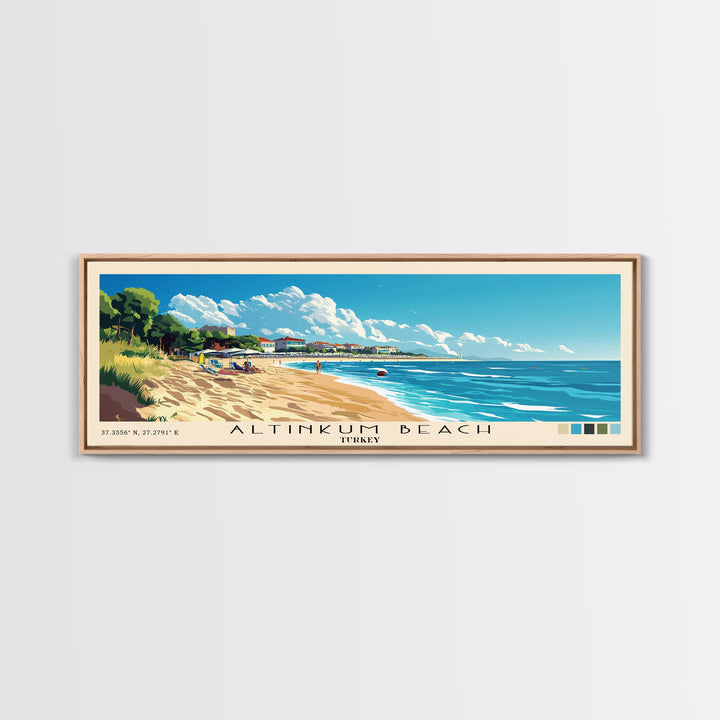 Altinkum Beach, Turkey Panoramic Beach Print, Vacation Gift, Turkey Wall Art, Beach Painting, Beach Decor, Beach Painting