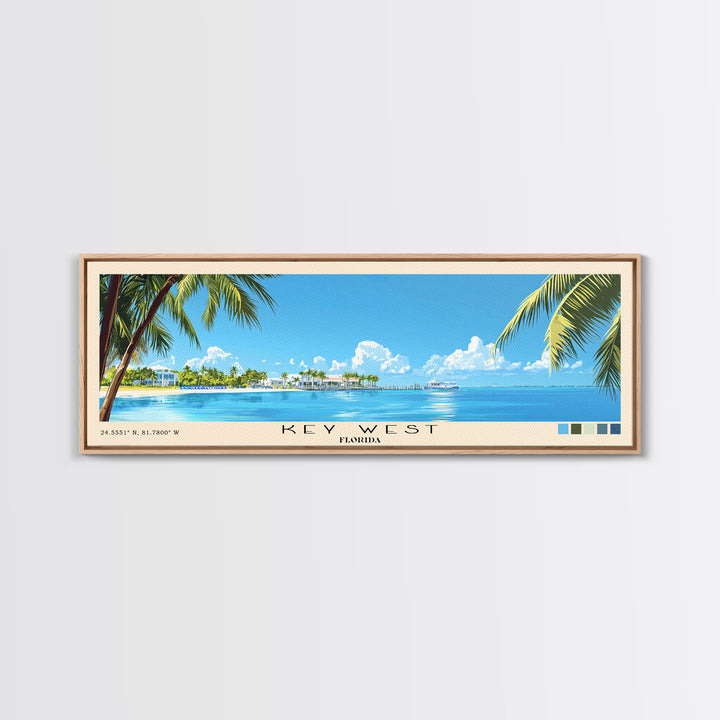 Key West, Florida Panoramic Print, Vacation Gift, Florida Wall Art, Beach Painting, Beach Decor, Beach Or Lakehouse Art