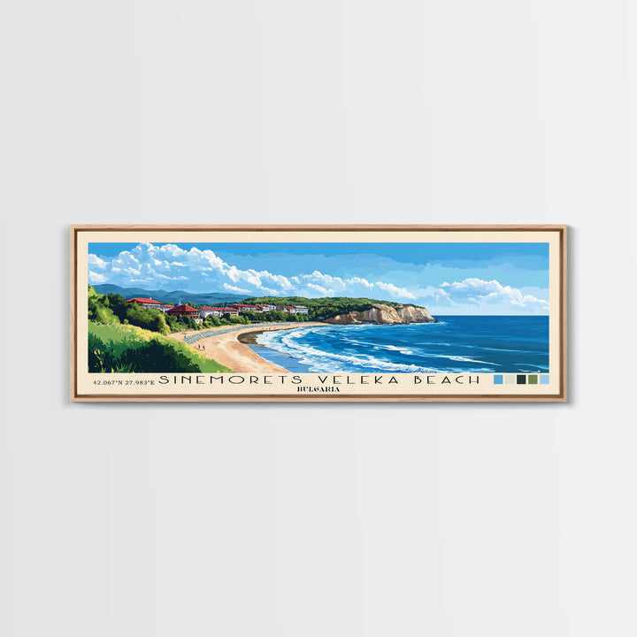 Sinemorets Veleka Beach, Bulgaria Panoramic Print, Vacation Gift, Bulgaria Wall Art, Beach Painting, Beach Decor, Beach Or Lakehouse Art