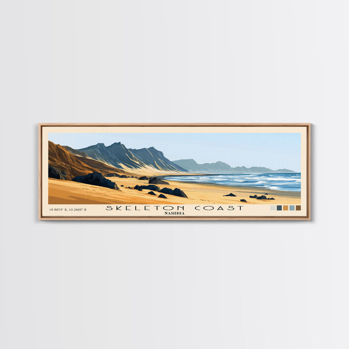 Skeleton Coast, Namibia Panoramic Print, Vacation Gift, Namibia Wall Art, Beach Painting, Beach Decor, Large Wall Art, Wood Frame Art