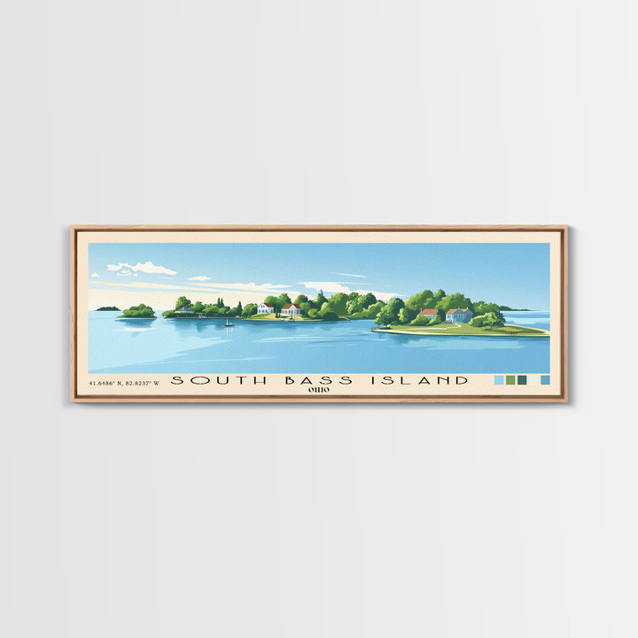 South Bass Island, Ohio Panoramic Print, Vacation Gift, Ohio Wall Art, Beach Painting, Beach Decor, Large Wall Art, Wood Frame Art