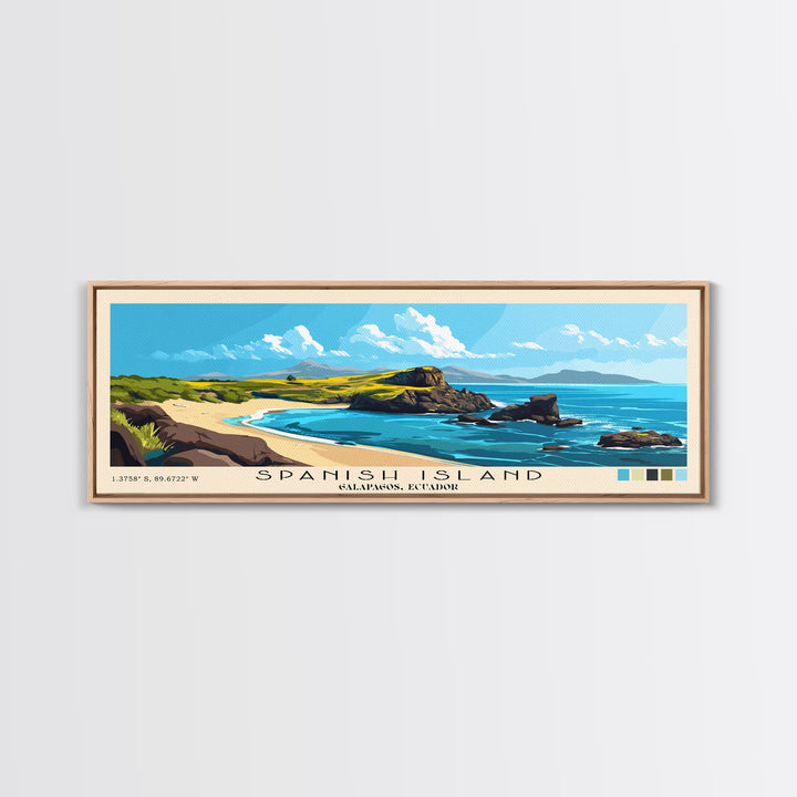 Spanish Island, Galapagos, Ecuador Panoramic Print, Vacation Gift, Galapagos, Ecuador Wall Art, Beach Painting, Beach Decor, Large Wall Art, Wood Frame Art