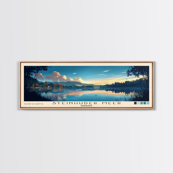 Steinhuder Meer, Germany Panoramic Beach Print, Vacation Gift, Germany Wall Art, Framed Canvas Print, Framed Beach Painting