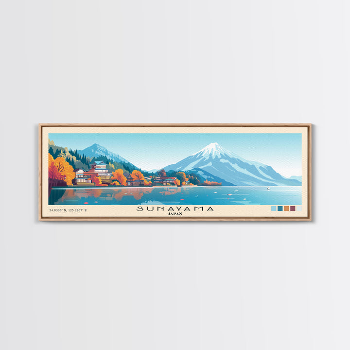 Sunayama, Japan Panoramic Beach Print, Vacation Gift, Japan Wall Art, Framed Canvas Print, Framed Beach Painting