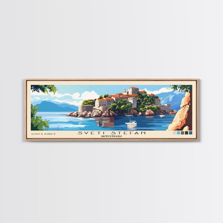 Sveti Stefan, Montenegro Panoramic Print, Vacation Gift, Montenegro Wall Art, Vacation Wall Art, Vacatation Memories, Beach Decor, Beach Or Lakehouse Art