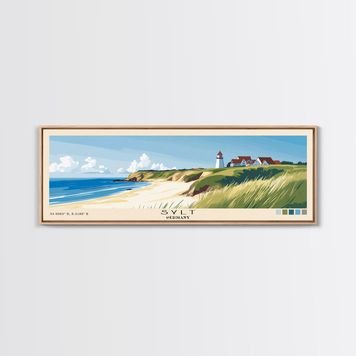 Sylt, Germany Panoramic Print, Vacation Gift, Germany Wall Art, Beach Painting, Beach Decor, Beach Or Lakehouse Art