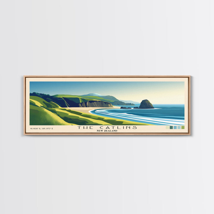 The Catlins, New Zealand Panoramic Print, Vacation Gift, New Zealand Wall Art, Beach Painting, Beach Decor, Beach Or Lakehouse Art