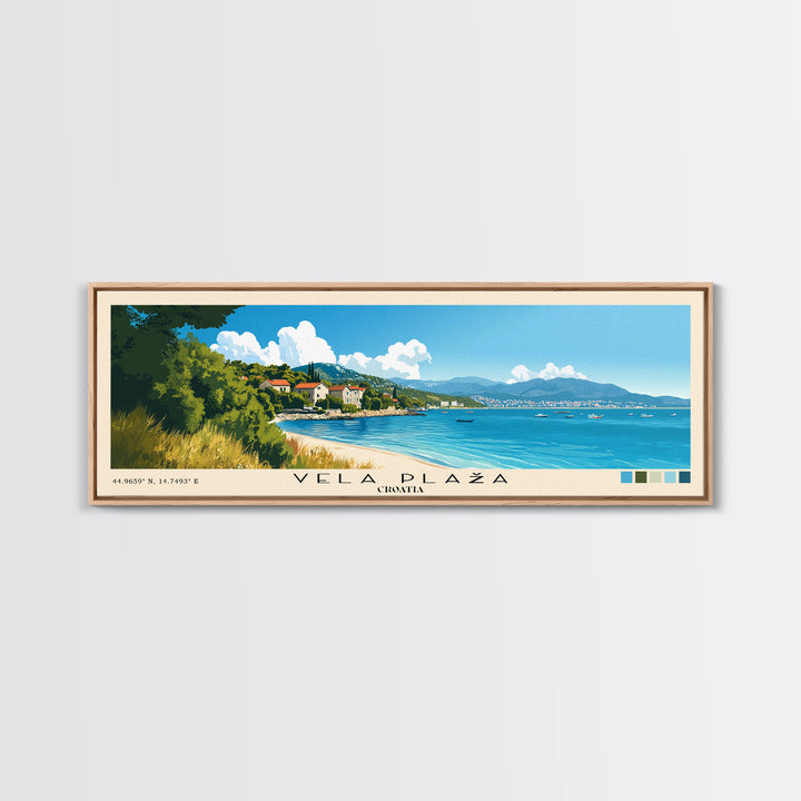 Vela Plaža, Croatia Panoramic Print, Vacation Gift, Croatia Wall Art, Beach Painting, Beach Decor, Beach Or Lakehouse Art